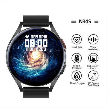 NORTH EDGE N34S 1.32 inch Screen Smart Watch Support Health Monitoring / Voice Assistant(Black) - Smart Watches by NORTH EDGE | Online Shopping UK | buy2fix