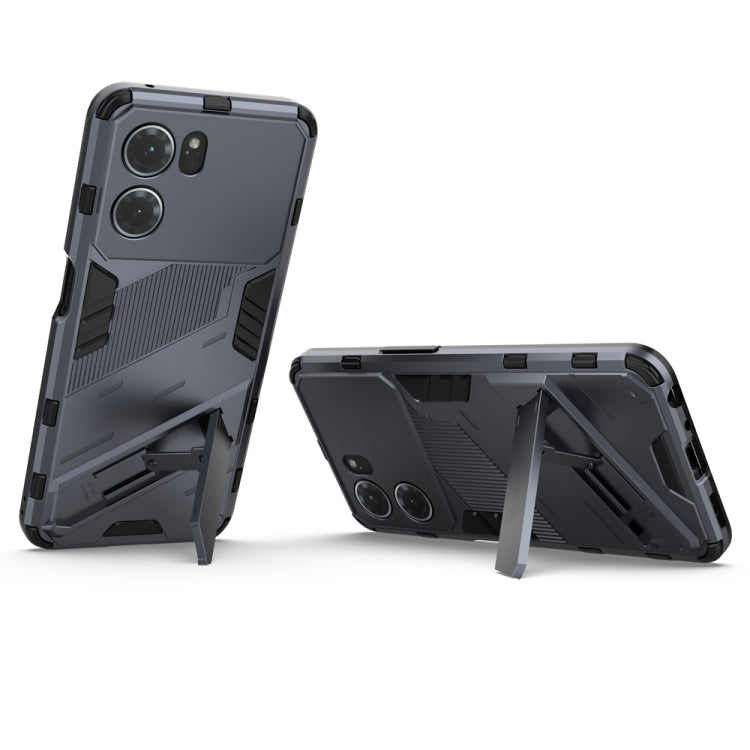 For OPPO K10 5G China Punk Armor 2 in 1 PC + TPU Shockproof Phone Case with Invisible Holder(Grey) - OPPO Cases by buy2fix | Online Shopping UK | buy2fix