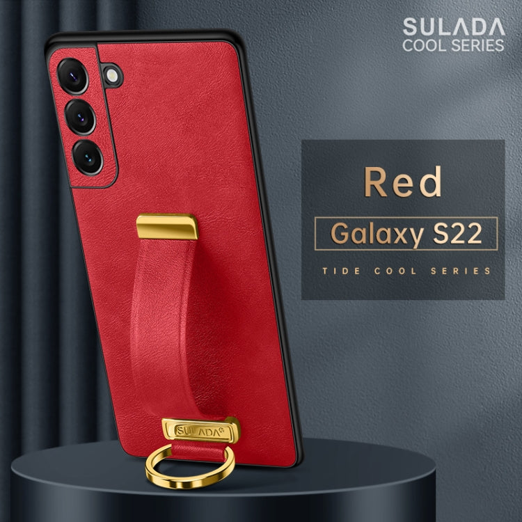 For Samsung Galaxy S22 5G SULADA Cool Series PC + Leather Texture Skin Feel Shockproof Phone Case(Red) - Galaxy S22 5G Cases by SULADA | Online Shopping UK | buy2fix