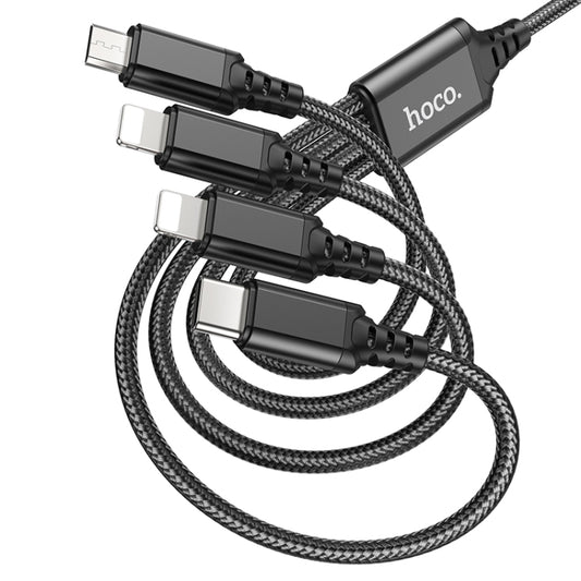 hoco X76 4 in 1 2A Dual 8 Pin + USB-C / Type-C + Micro USB Super Charging Cable,Length: 1m(Black) - Multifunction Cable by hoco | Online Shopping UK | buy2fix