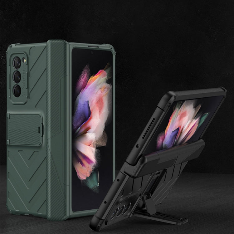 For Samsung Galaxy Z Fold2 5G GKK Integrated Magnetic Armor Flip Phone Case with Holder(Dark Green) - Samsung Accessories by GKK | Online Shopping UK | buy2fix