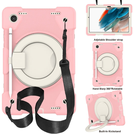 For Samsung Galaxy Tab A8 10.5 2021 Silicone + PC Full Body Protection Tablet Case With Holder & Strap(Pink) - Other Galaxy Tab PC by buy2fix | Online Shopping UK | buy2fix