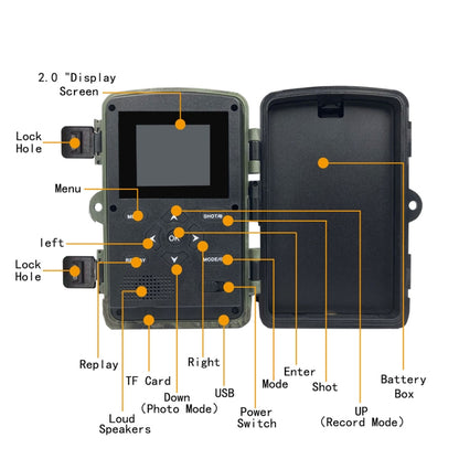 PR2000 2 Inch LCD Screen Infrared Night Vision Wildlife Hunting Trail Camera - Hunting Cameras by buy2fix | Online Shopping UK | buy2fix