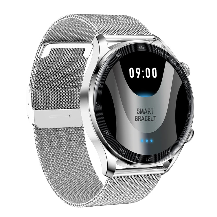 AK32 1.36 inch IPS Touch Screen Smart Watch, Support Bluetooth Calling/Blood Oxygen Monitoring,Style: Steel Watch Band(Silver) - Smart Wear by buy2fix | Online Shopping UK | buy2fix