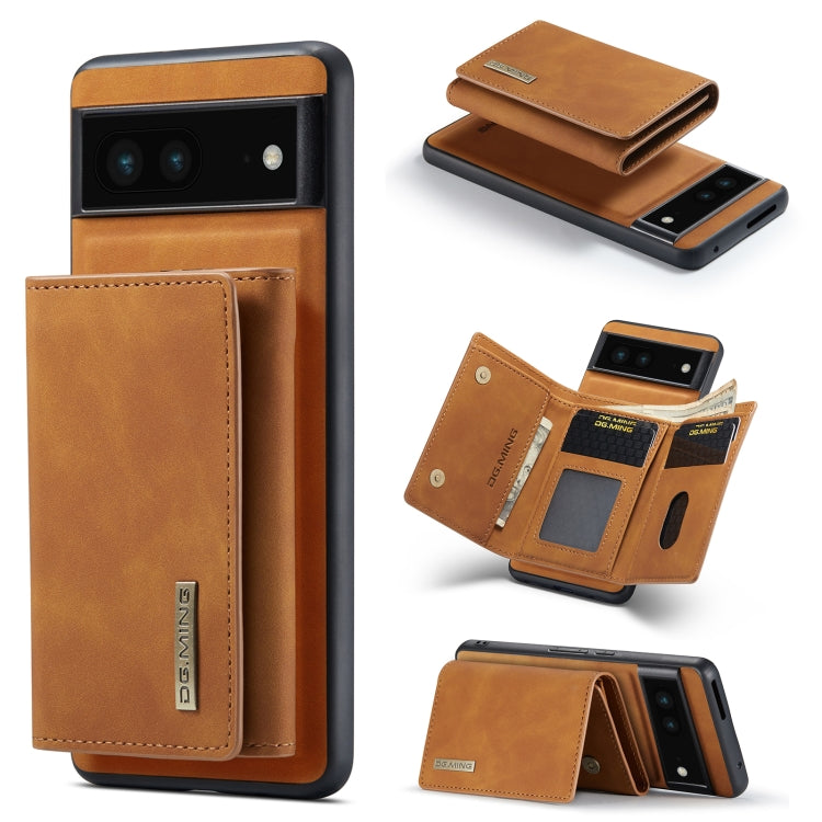 For Google Pixel 7 5G DG.MING M1 Series 3-Fold Multi Card Wallet + Magnetic Phone Case(Brown) - Google Cases by DG.MING | Online Shopping UK | buy2fix