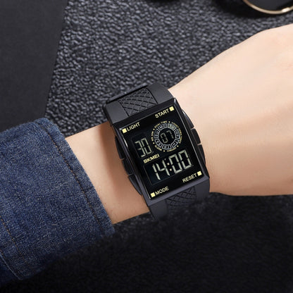 SKMEI 1967 Stainless Steel Buckle PU Strap Waterproof Electronic Watch(Black Gold) - Leather Strap Watches by SKMEI | Online Shopping UK | buy2fix