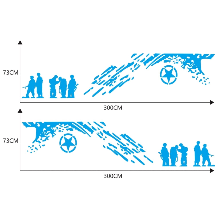 2 PCS/Set D-123 Soldiers Pattern Car Modified Decorative Sticker(Blue) - In Car by buy2fix | Online Shopping UK | buy2fix