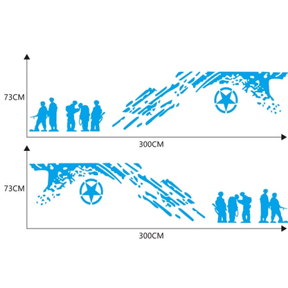 2 PCS/Set D-123 Soldiers Pattern Car Modified Decorative Sticker(Blue) - In Car by buy2fix | Online Shopping UK | buy2fix