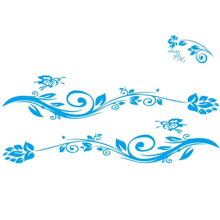 2 PCS/Set D-251 Butterfly Love Flowers Pattern Car Modified Decorative Sticker(Blue) - In Car by buy2fix | Online Shopping UK | buy2fix