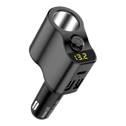 C03 Dual USB Fast Charge Car Charger Voltage Detection with Independent Switch(Black) - In Car by buy2fix | Online Shopping UK | buy2fix