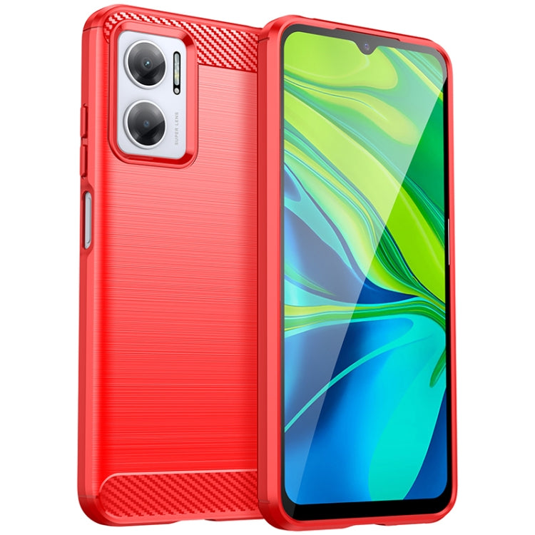 For Xiaomi Redmi 10 Prime+ 5G Brushed Texture Carbon Fiber TPU Case(Red) - Xiaomi Accessories by buy2fix | Online Shopping UK | buy2fix