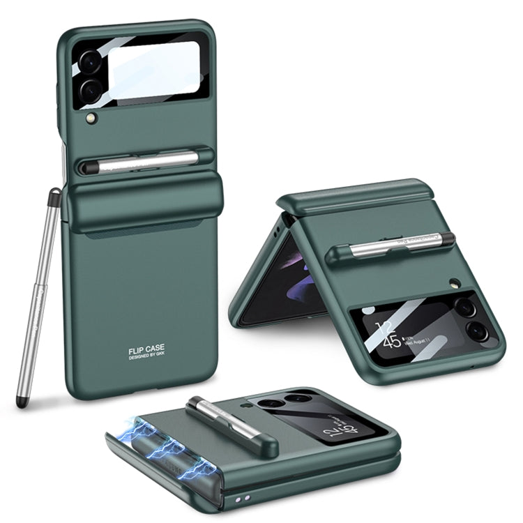 For Samsung Galaxy Z Flip4 GKK Magnetic Full Coverage Phone Flip Case with Pen(Forest Green) - Galaxy Z Flip4 5G Cases by GKK | Online Shopping UK | buy2fix