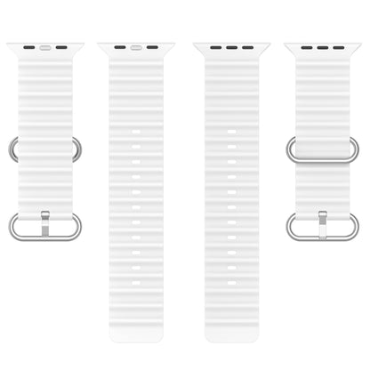 Ocean Silicone Watch Band For Apple Watch Ultra 49mm / Series 8&7 45mm / SE 2&6&SE&5&4 44mm (White) - Watch Bands by buy2fix | Online Shopping UK | buy2fix