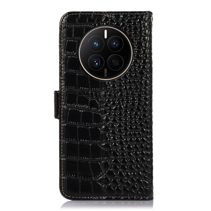 For Huawei Mate 50 Crocodile Top Layer Cowhide Leather Phone Case(Black) - Huawei Cases by buy2fix | Online Shopping UK | buy2fix