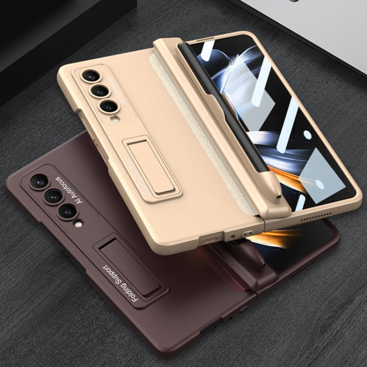 For Samsung Galaxy Z Fold4 GKK Magnetic Hinge Flip Phone Case with Holder & Pen Slot(Champagne Gold) - Galaxy Z Fold4 5G Cases by GKK | Online Shopping UK | buy2fix