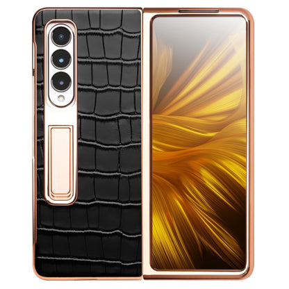 For Samsung Galaxy Z Fold3 5G/W22 5G QIALINO 2 in 1 Crocodile Pattern Genuine Leather + PC Phone Case(Black) - Galaxy Phone Cases by QIALINO | Online Shopping UK | buy2fix