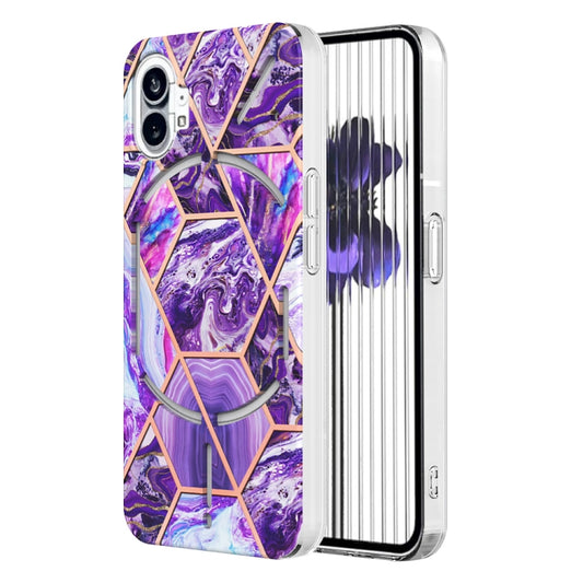 For Nothing Phone 1 Electroplating Splicing Marble TPU Phone Case(Dark Purple) - More Brand by buy2fix | Online Shopping UK | buy2fix