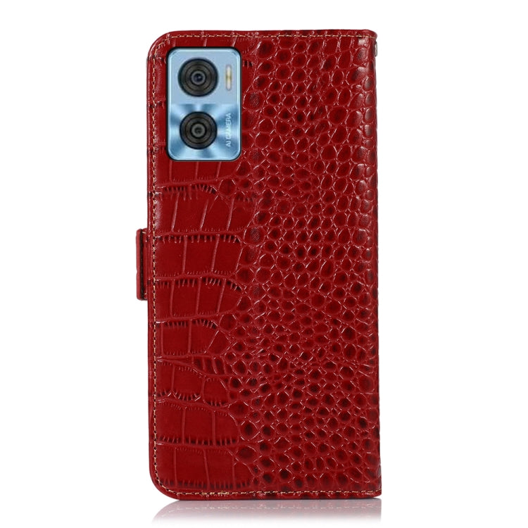 For Motorola Moto E22/E22i Crocodile Top Layer Cowhide Leather Phone Case(Red) - Motorola Cases by buy2fix | Online Shopping UK | buy2fix