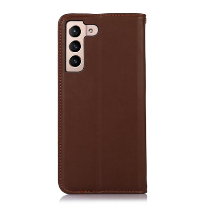 For Samsung Galaxy S23 5G KHAZNEH Nappa Top Layer Cowhide Leather Phone Case(Brown) - Galaxy S23 5G Cases by buy2fix | Online Shopping UK | buy2fix