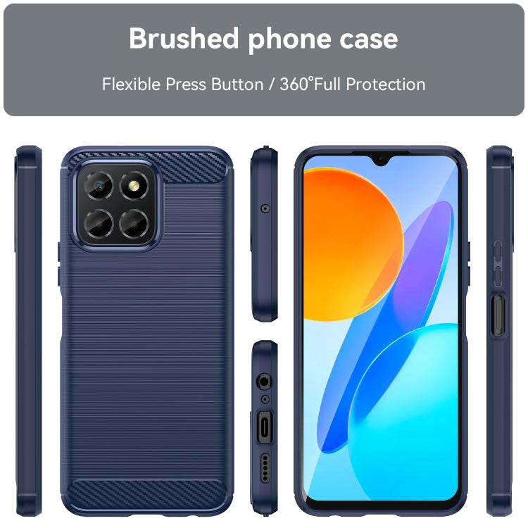 For Honor X6 5G Brushed Texture Carbon Fiber TPU Phone Case(Blue) - Honor Cases by buy2fix | Online Shopping UK | buy2fix