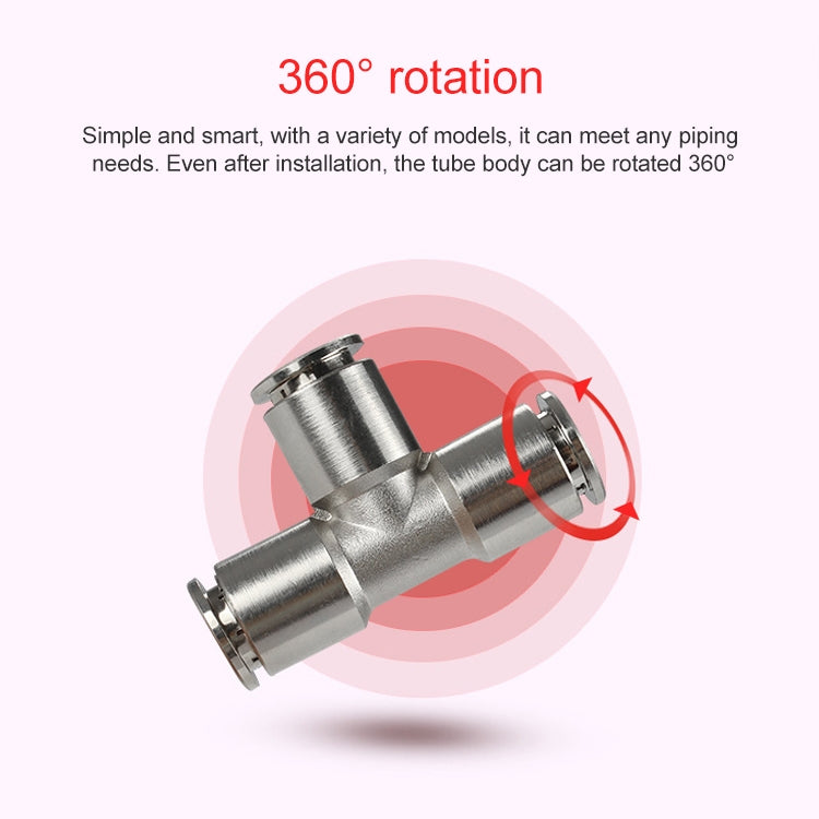 PE-4 LAIZE Nickel Plated Copper Tee Pneumatic Quick Fitting Connector -  by LAIZE | Online Shopping UK | buy2fix