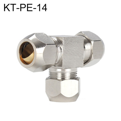 KT-PE-14 LAIZE Nickel Plated Copper T Type Tee Pneumatic Quick Fitting Copper Pipe Connector -  by LAIZE | Online Shopping UK | buy2fix