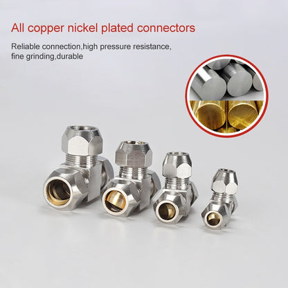 KT-PE-16 LAIZE Nickel Plated Copper T Type Tee Pneumatic Quick Fitting Copper Pipe Connector -  by LAIZE | Online Shopping UK | buy2fix