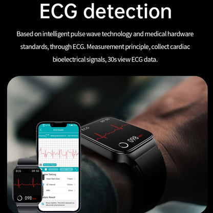 E500 1.83 inch HD Square Screen TPU Watch Strap Smart Watch Supports ECG Monitoring / Non-invasive Blood Sugar(Black) - Smart Wear by buy2fix | Online Shopping UK | buy2fix