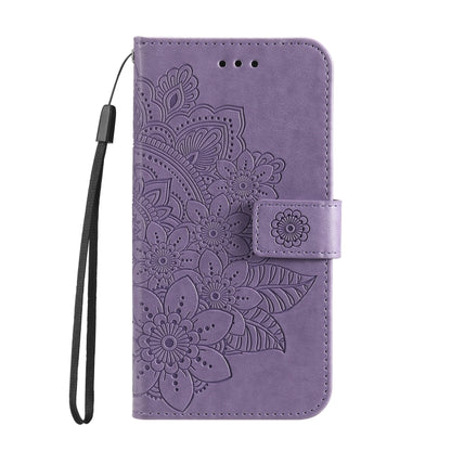 For Honor X8 5G / X6 7-petal Flowers Embossing Leather Phone Case(Light Purple) - Honor Cases by buy2fix | Online Shopping UK | buy2fix