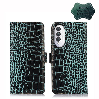 For Honor X20 SE Crocodile Top Layer Cowhide Leather Phone Case(Green) - Honor Cases by buy2fix | Online Shopping UK | buy2fix