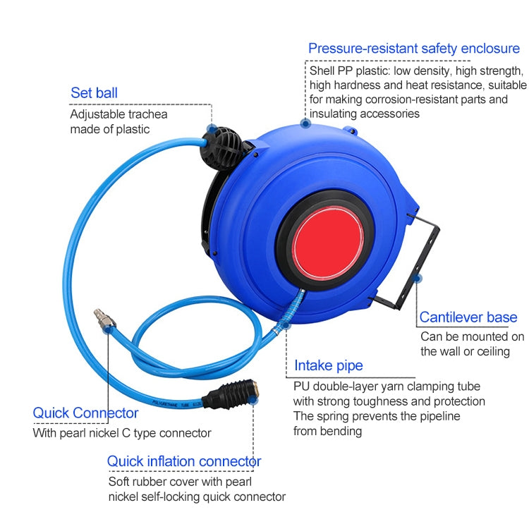 LAIZE Automatic Retractable Air Hose Reel Pneumatic PU Tube, Specification:8x5mm, 12m -  by LAIZE | Online Shopping UK | buy2fix