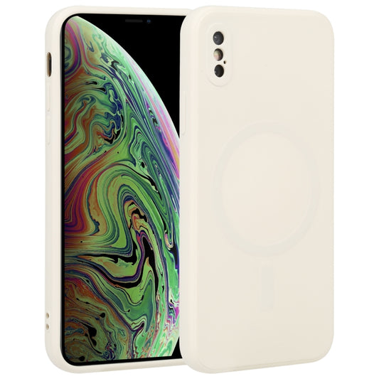 For iPhone XS Max Liquid Silicone Full Coverage Shockproof Magsafe Phone Case(White) - More iPhone Cases by buy2fix | Online Shopping UK | buy2fix