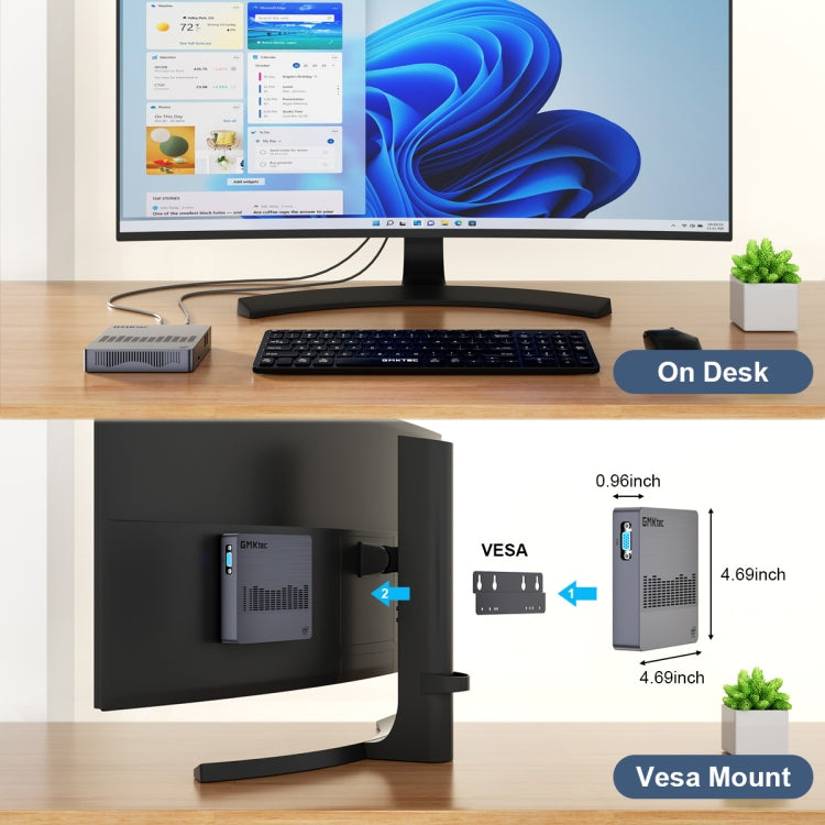 GMK KB8 Windows 11 Home Mini PC, 6GB+128GB, Intel Gemini Lake N4100 Quad Core, Support WiFi & BT(US Plug) - Windows Mini PCs by GMKtec | Online Shopping UK | buy2fix