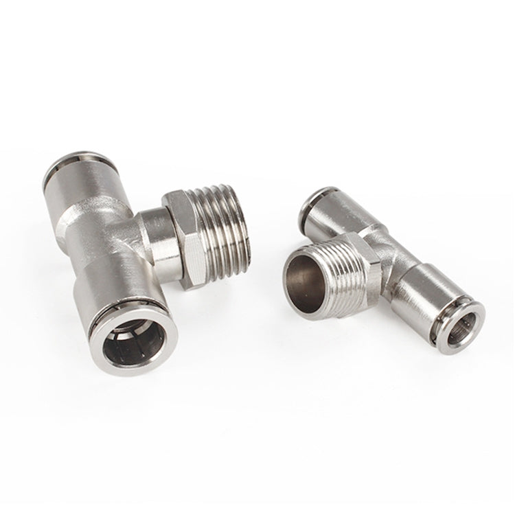 PB4-02 LAIZE Nickel Plated Copper Male Tee Branch Pneumatic Quick Connector -  by LAIZE | Online Shopping UK | buy2fix