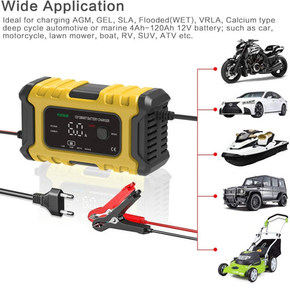 FOXSUR 6A 12V Motorcycle / Car Smart Battery Charger, Plug Type:AU Plug(Yellow) - Battery Charger by FOXSUR | Online Shopping UK | buy2fix