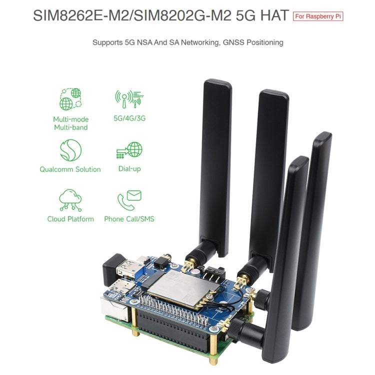 Waveshare SIM8262E-M2/SIM8202G-M2 5G HAT Multi-band For Raspberry Pi - Mini PC Accessories by WAVESHARE | Online Shopping UK | buy2fix