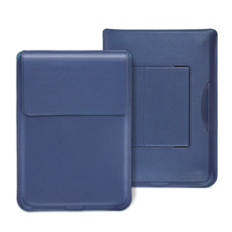 For MacBook 12 / 14 inch PU Leather 4 in 1 Laptop Bag with Functional Bracket(Dark Blue) - Protective Bags by buy2fix | Online Shopping UK | buy2fix