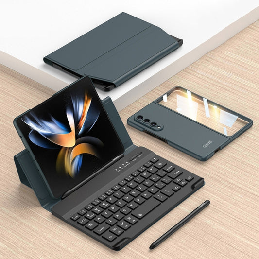 For Samsung Galaxy Z Fold3 5G GKK Magnetic Folding Bluetooth Keyboard Leather Case with Pen + Phone Case(Dark Green) - Samsung Keyboard by GKK | Online Shopping UK | buy2fix