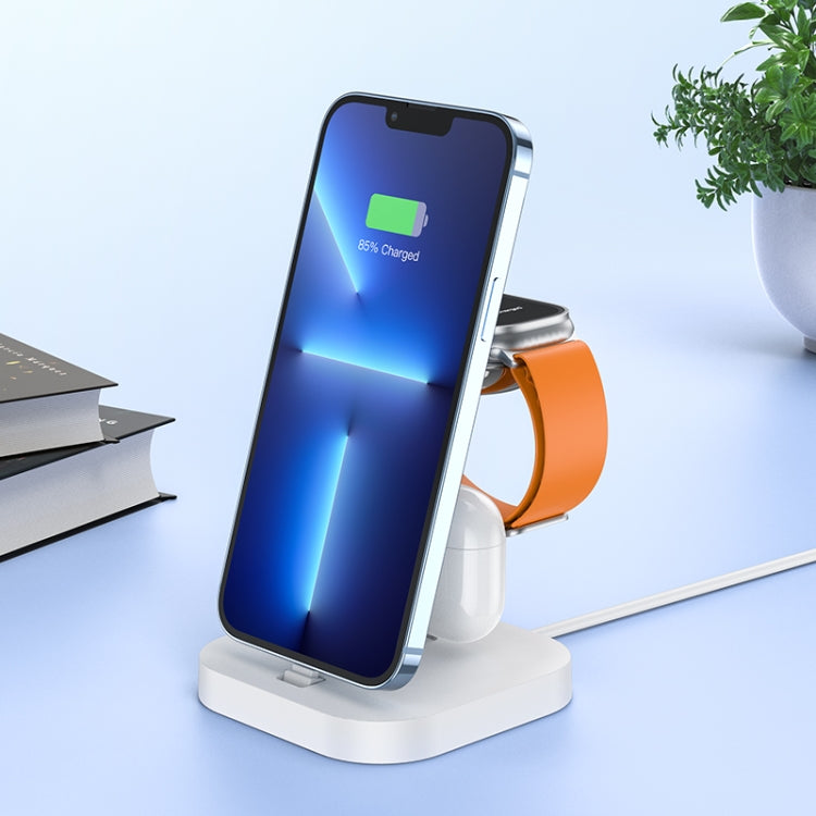 hoco CW43 Graceful 3 in 1 Wireless Charger(White) - Apple Accessories by hoco | Online Shopping UK | buy2fix