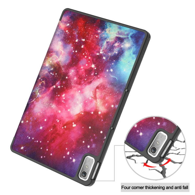 For Lenovo Tab P11 Gen 2 Custer Painted 3-Fold Holder Leather Smart Tablet Case(Milky Way Nebula) - For Lenovo by buy2fix | Online Shopping UK | buy2fix