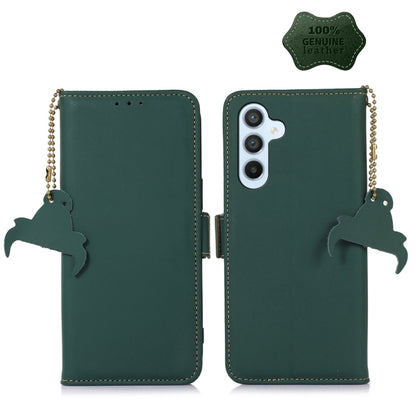 For Samsung Galaxy S22+ 5G Genuine Leather Magnetic RFID Leather Phone Case(Green) - Galaxy S22+ 5G Cases by buy2fix | Online Shopping UK | buy2fix