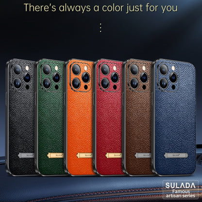 For iPhone 13 SULADA Invisible Bracket Leather Back Cover Phone Case(Orange) - iPhone 13 Cases by SULADA | Online Shopping UK | buy2fix