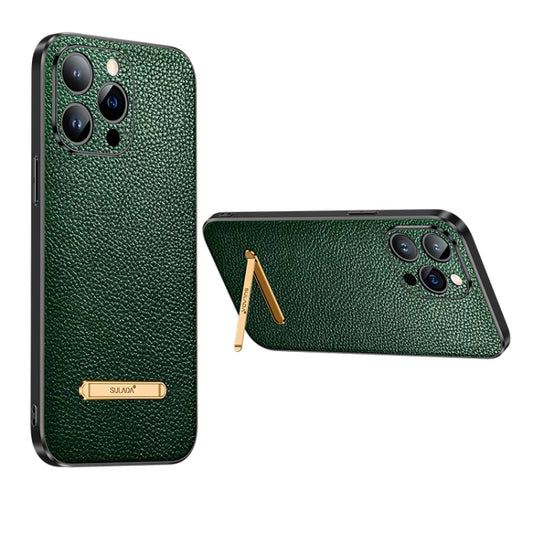 For iPhone 13 Pro SULADA Invisible Bracket Leather Back Cover Phone Case(Dark Green) - iPhone 13 Pro Cases by SULADA | Online Shopping UK | buy2fix