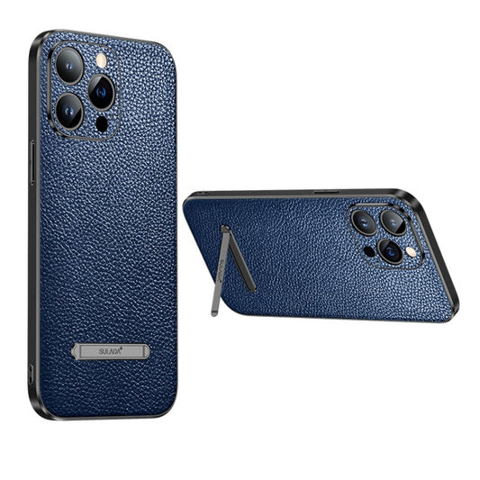 For iPhone 13 Pro SULADA Invisible Bracket Leather Back Cover Phone Case(Blue) - iPhone 13 Pro Cases by SULADA | Online Shopping UK | buy2fix
