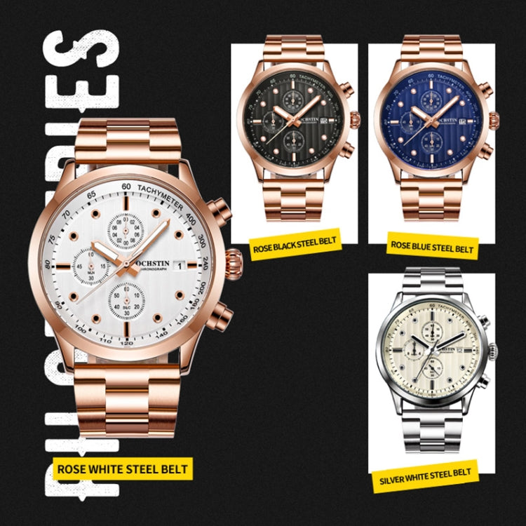 OCHSTIN 7245 Fashion Steel Strap Multifunctional Quartz Men Watch(Rose Gold Black) - Metal Strap Watches by OCHSTIN | Online Shopping UK | buy2fix