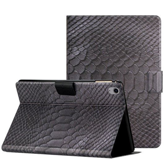 For iPad 10th Gen 10.9 2022 Solid Color Crocodile Texture Leather Smart Tablet Case(Black) - iPad 10th Gen 10.9 Cases by buy2fix | Online Shopping UK | buy2fix