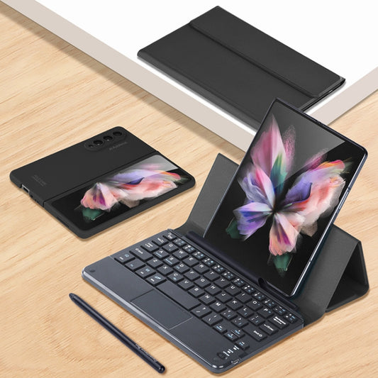 For Samsung Galaxy Z Fold3 GKK Magnetic Folding Bluetooth Keyboard Leather Case with Touchpad / Pen(Black) - Samsung Keyboard by GKK | Online Shopping UK | buy2fix