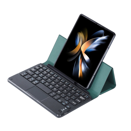 For Samsung Galaxy Z Fold4/Fold3 GKK Magnetic Folding Bluetooth Keyboard Leather Case with Touchpad(Dark Green) - Samsung Keyboard by GKK | Online Shopping UK | buy2fix