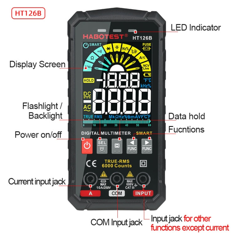 HABOTEST HT126B Digital High Precision Mini Multimeter - Digital Multimeter by HABOTEST | Online Shopping UK | buy2fix