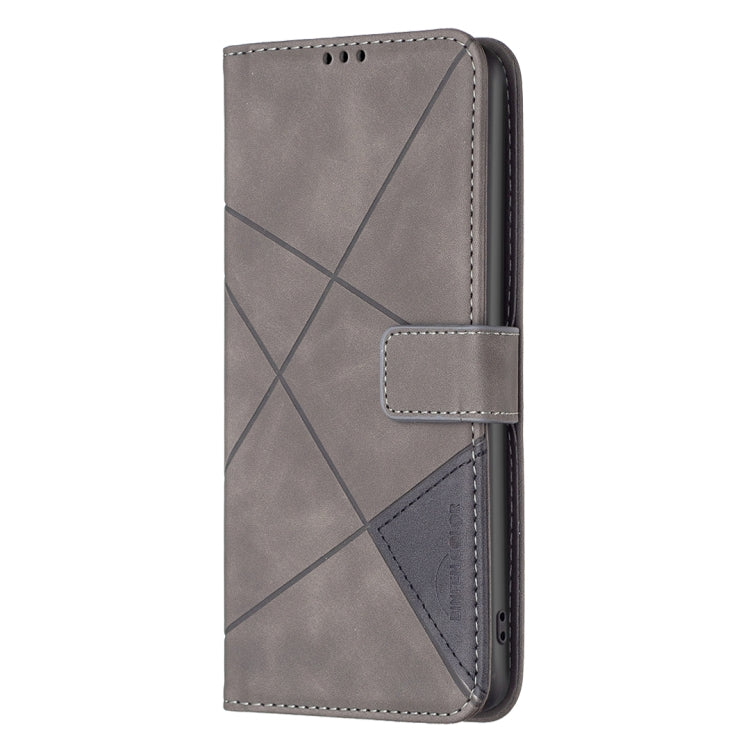 For Xiaomi Redmi 12C Magnetic Buckle Rhombus Texture Leather Phone Case(Grey) - Xiaomi Cases by buy2fix | Online Shopping UK | buy2fix